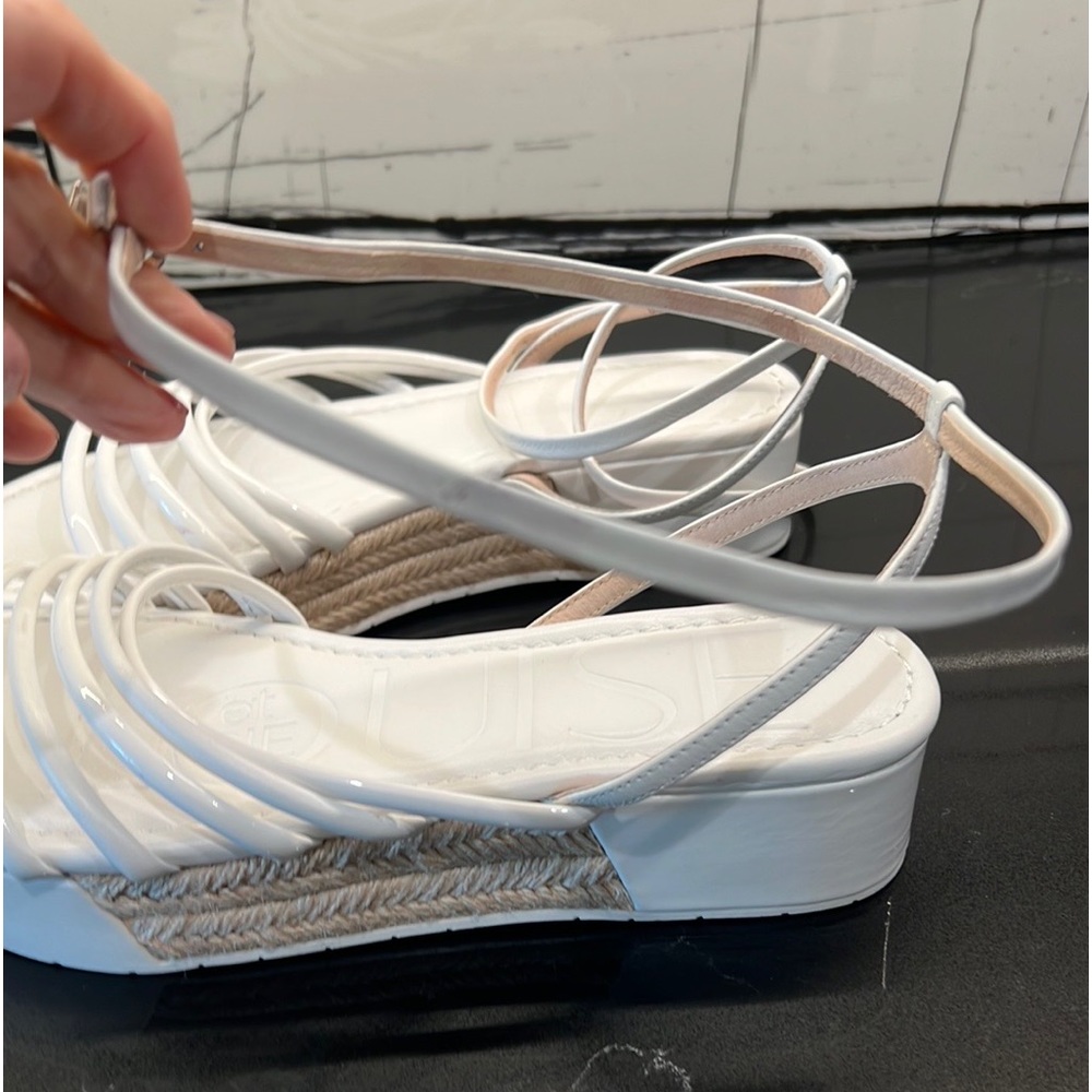 White platform sandals have same in black suede